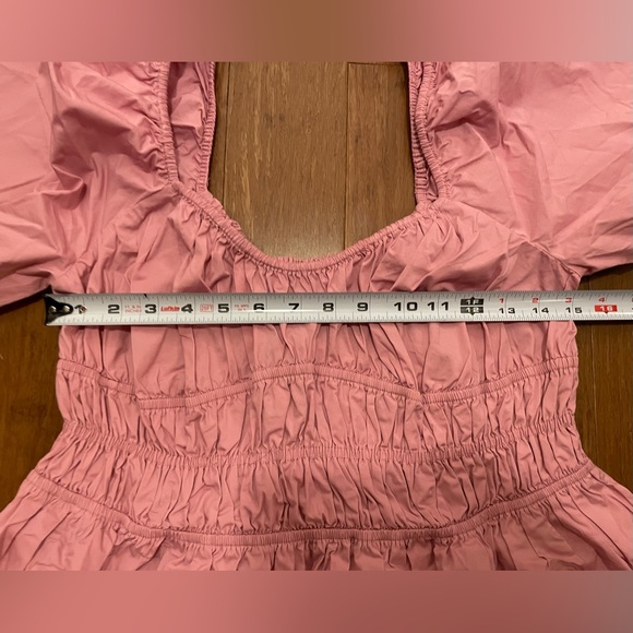 Staud Dress NWT Pink Mini Puffed Sleeve L Beach Vacation Spring Valentine Easter - Picture 9 of 16